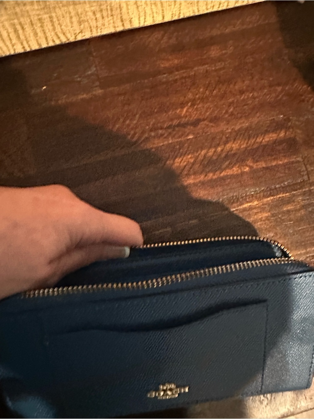 Coach Dark Teal Pebbled Leather Crossbody Shoulder Bag with matching wallet. - Picture 7 of 9